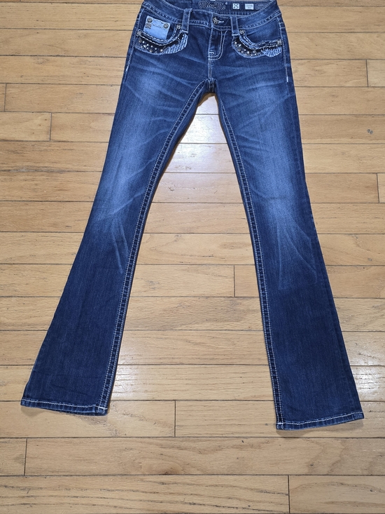 Miss Me Denim - Miss Me Dark Blue Bootcut Jeans with Studded Front Pockets